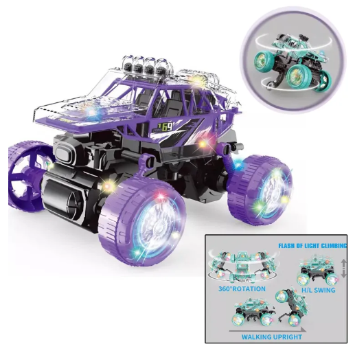 ๐ฅDouble-Sided 360ยฐ RC Stunt Car Toy with Lights & Music โ Rechargeable Remote Control Car ๐โจ